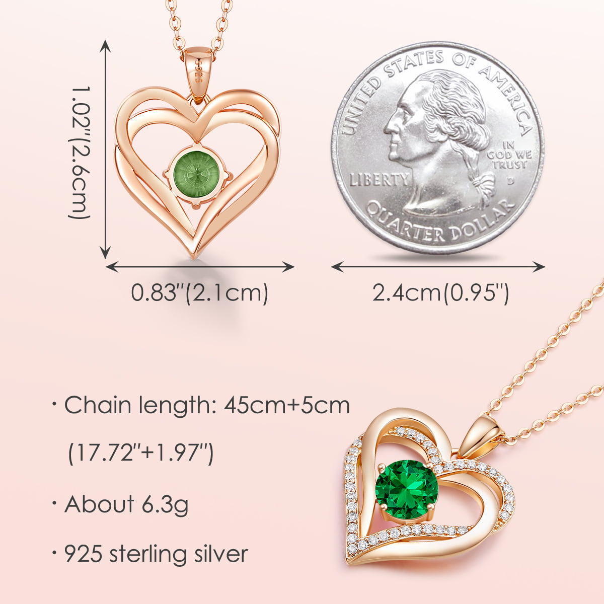 LOUISA SECRET Love Heart Birthstone Necklaces for Women 925 Sterling Silver Rose  Gold Pendant Forever Diamond Jewelry Valentine's Day Christmas Anniversary  Birt… in 2023