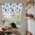 thumbnail image 6 of Blue Flowers Kitchen Valances for Windows 42x12 Inch Kitchen Curtains Valances Rod Pocket Simple Farmhouse Botanical Floral Leaves Bathroom Window Valances for Window Treatment Decor, 6 of 6