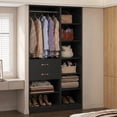 thumbnail image 2 of Homieasy 39.4'' W Closet System with Wooden Drawers and Hanging Rods, Black, 2 of 7