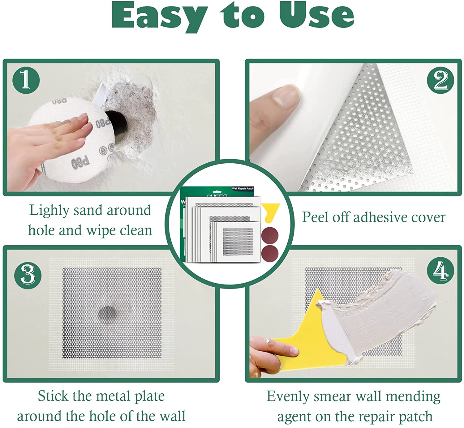 Fabulas 10-Pack Drywall Repair Patches Kit, 4/6/8 inch photo 3