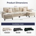 thumbnail image 2 of Mjkone U-Shaped Sectional Sofa, 4 Seats Corduroy Couch with Double Chaise for Living Room - Beige, 2 of 6