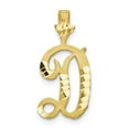 thumbnail image 1 of Solid 10k Yellow Gold Diamond-cut Grooved Initial Letter D Alphabet Charm Pendant - 20mm x 11mm, 1 of 4
