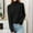 Black, variant on Dpytoraw Women Stand Collar Neck Slim Sweaters Soft Warm Elastic Pullover Tops