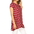 thumbnail image 4 of Women's Casual Polka Dot Short Sleeve Round Neck Tunic Tops with Side Pockets, 4 of 6