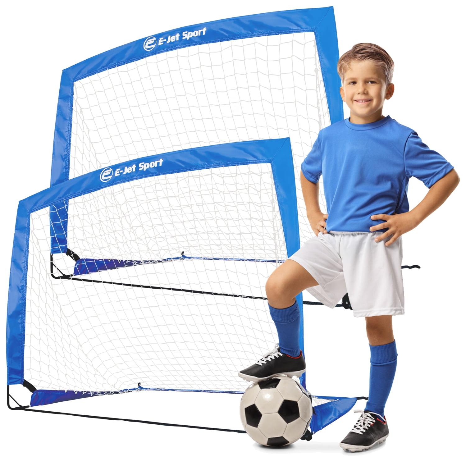 Garden Soccer Goals Balls Set Kids Football Playset Portable Soccer Playing Kit 