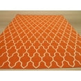 thumbnail image 3 of Handmade Wool Orange Transitional Trellis Reversible Modern Moroccan Kilim Rug, 3 of 3