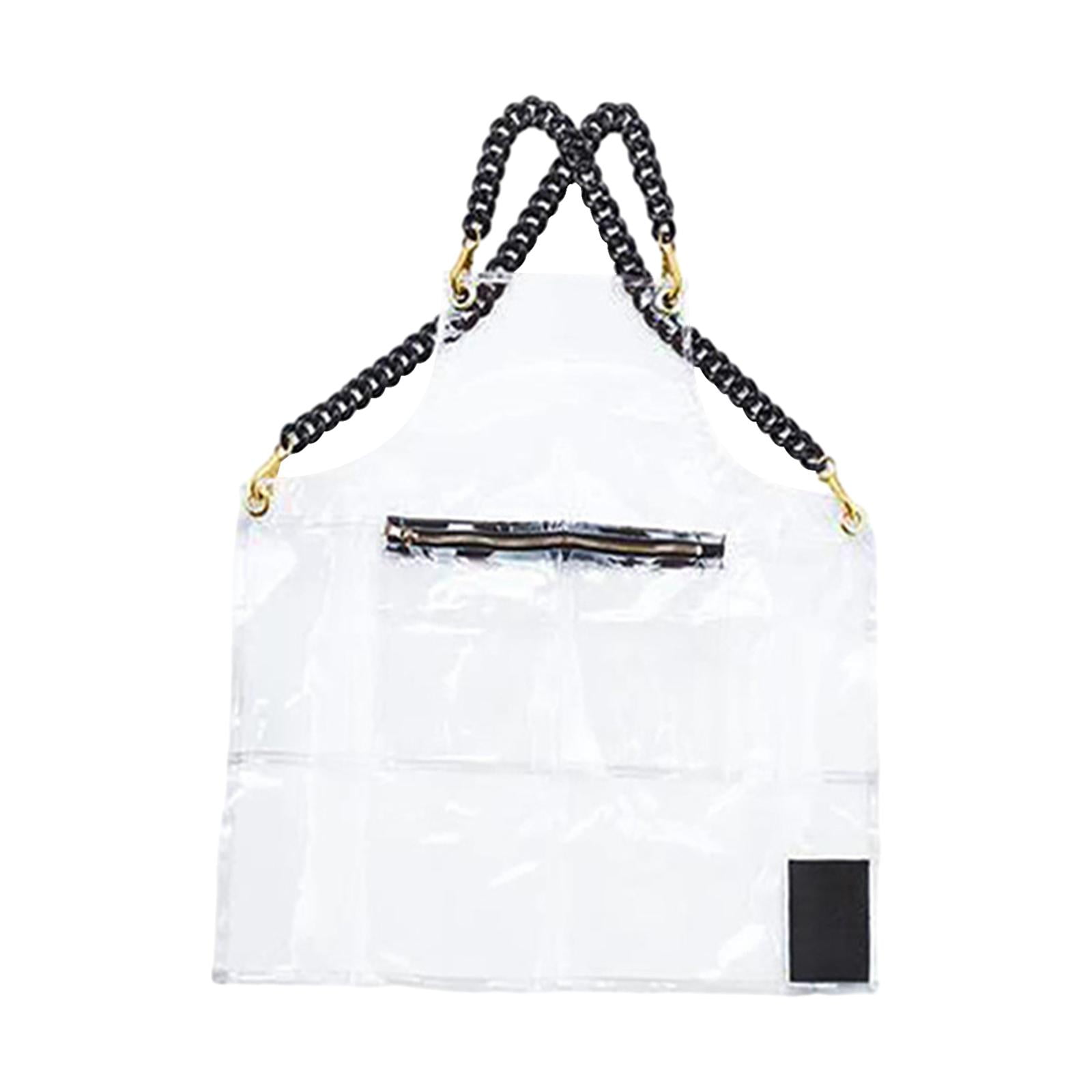 Fiocias Oilproof Apron Baking Apron BBQ Apron Portable with Pocket Lightweight TPU Apron Clear