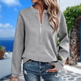 thumbnail image 2 of QQZ Textured 1/4 Zipper Sweatshirt for Women, Stand Collar Long Sleeve Pullover, Comfort Hoodies for Women Without Hood, 2 of 8