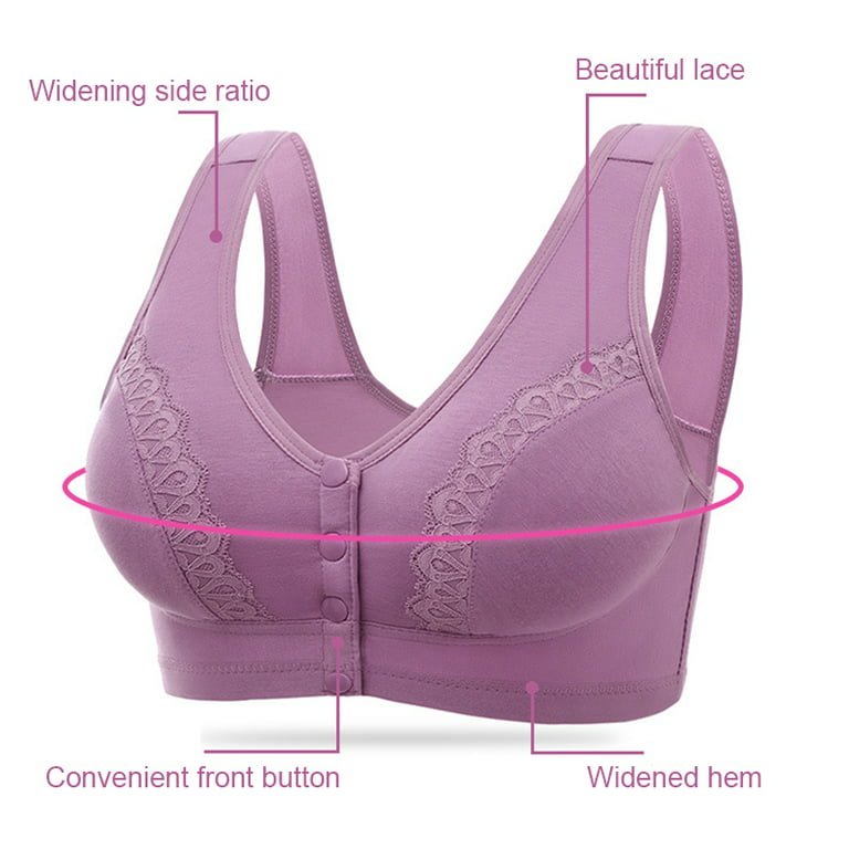 Front Closure Bras Skin-Friendly Cotton Front Button Bra With Soft Pad For  Women 36/80 Light Purple 