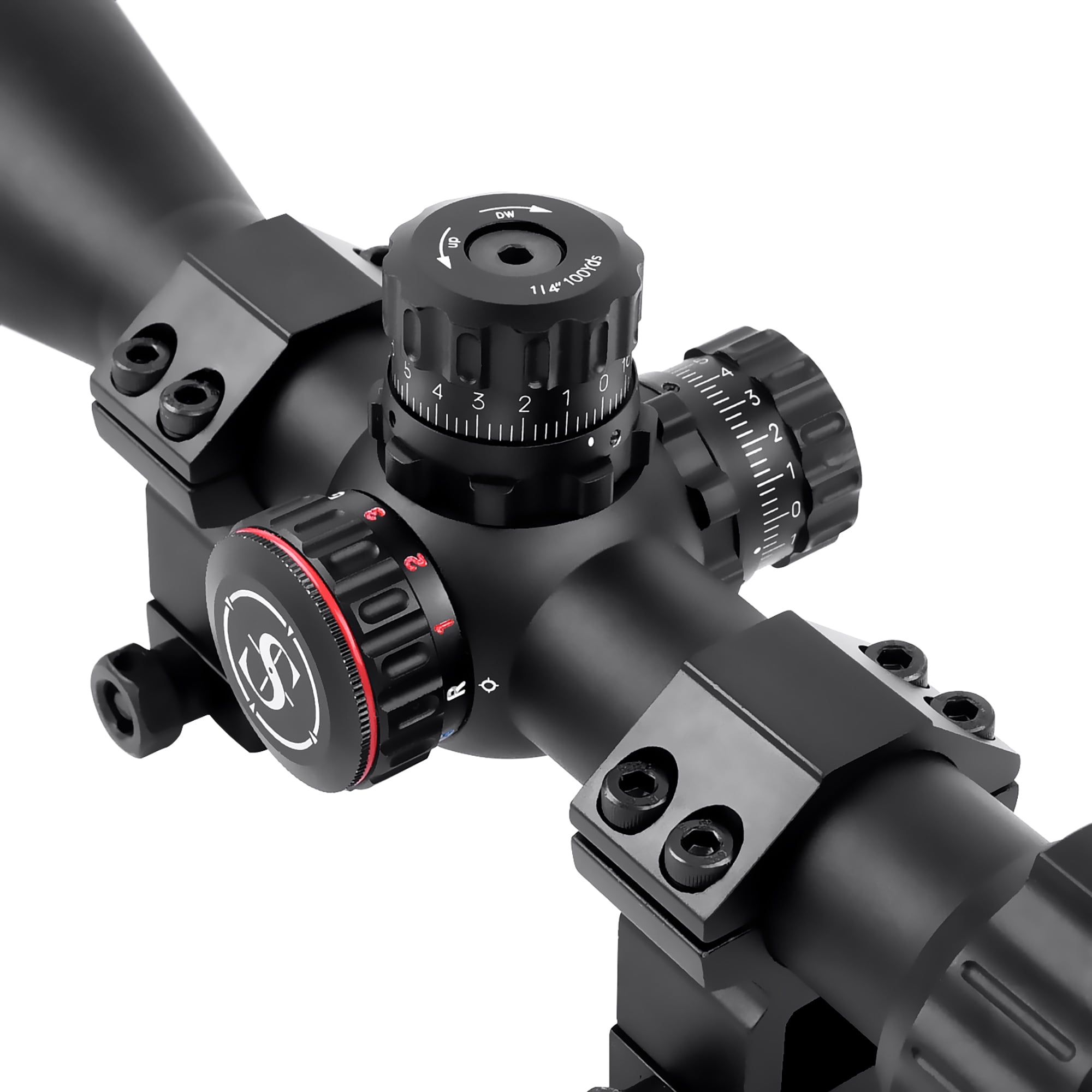 MT 6.5-20x44 with Lock Zero and Adjustment W/e and W Front Aol. Red/green/blue Illumination Mil-dot Reticle. Comes with Extended Sunshade and Heavy Duty Ring Mount and Lens Cover