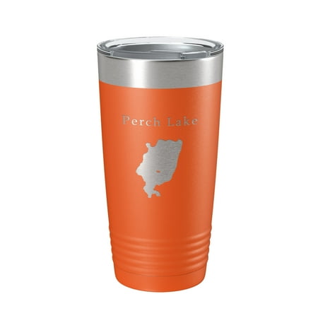 

Perch Lake Map Tumbler Travel Mug Insulated Laser Engraved Coffee Cup Michigan 20 oz Orange
