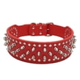 thumbnail image 2 of Flmtop Large Dog Metal Rivets Collars Traction Leash Anti-breaking Neck Belt Pet Supply Red, 2 of 8