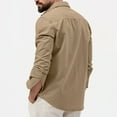 thumbnail image 2 of Mens Casual Button Down Long Sleeve Lapel Cargo Shirts Jacket Outwear Coat Tops, 2 of 10