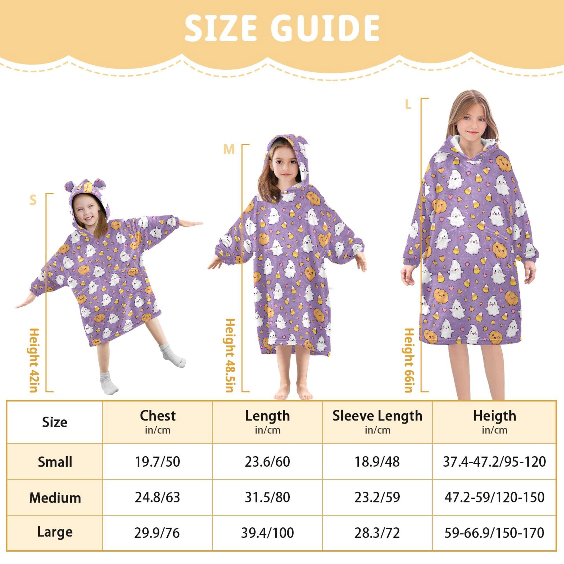 Wearable Blanket Hoodie for Kids Cute Cartoon Pumpkin Ghost Corn Flannel Hooded Blanket with Pockets and Sleeves Suitable for Boys and Girls