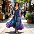 thumbnail image 3 of Maxi Dress for Wome,Short Sleeve Flowy Summer Dresses Elegant Long Boho Dress Casual Sundresses, 3 of 5