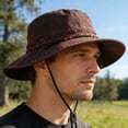 thumbnail image 4 of Sombrero de pescador estilo retro, estilo vaquero del oeste, tipo cubo, con tamaño ajustable, impermeable, de secado rápido y protección solar para exteriores., 4 of 7