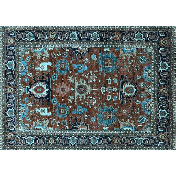 Ahgly Company Indoor Rectangle Oriental Light Blue Industrial Area Rugs, 5' x 8'