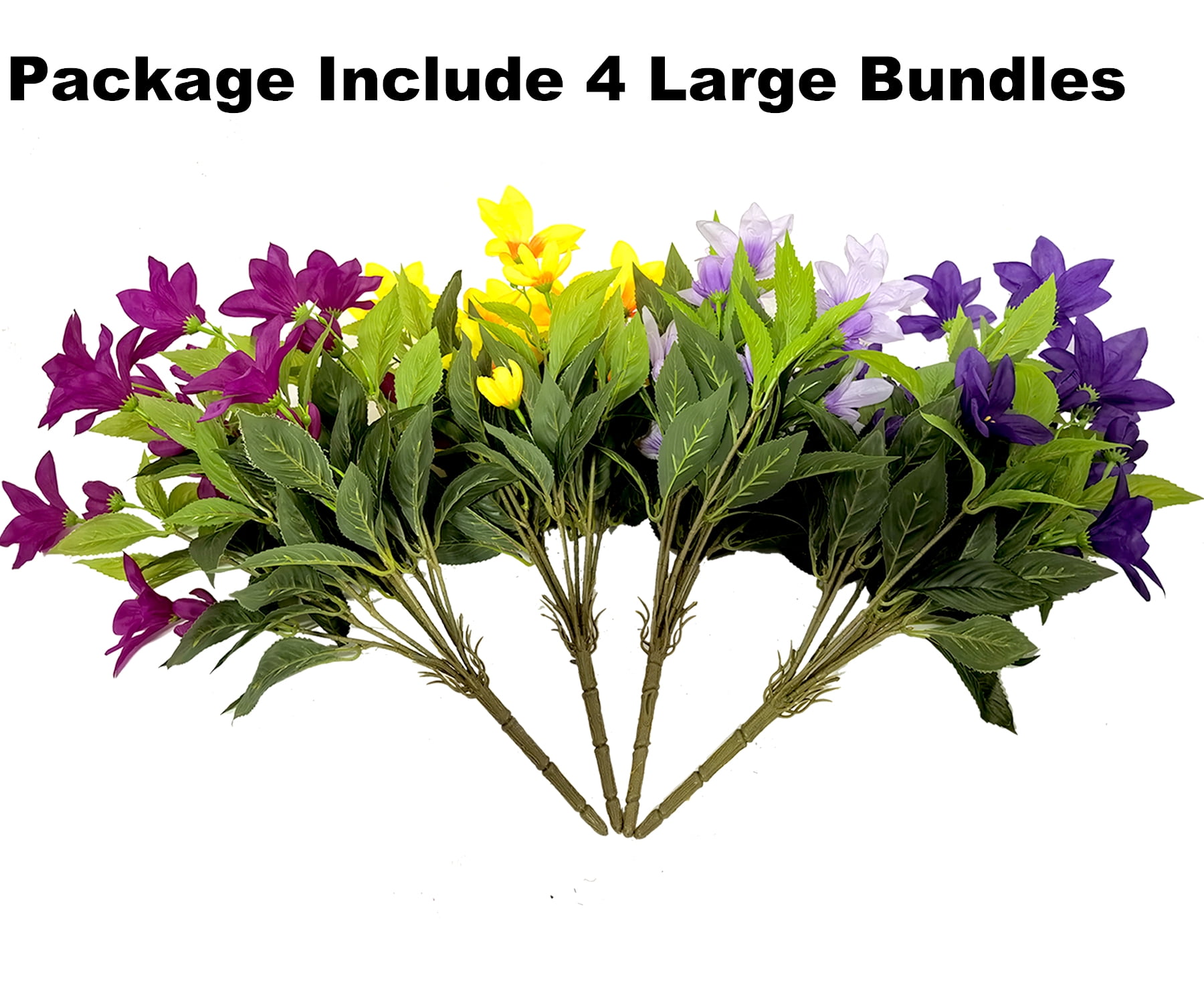 4 Large Bundles  Artificial Flowers for Outdoors Realistic Fake Azalea, Fake Plants UV Resistant Spring Summer Decor, Artificial Faux Plants Outdoor Flowers No Fade for Porch Garden Window Box