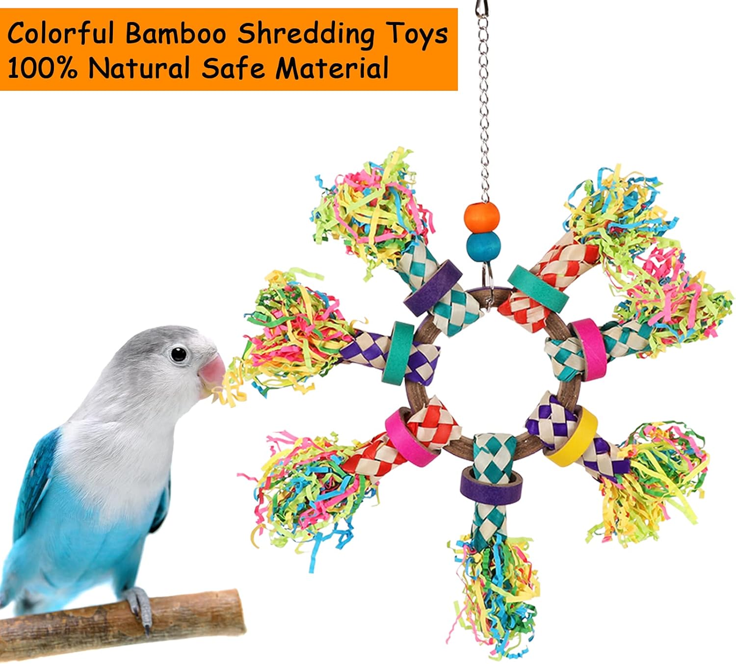 Bird Toys - Foraging, Shredding & Hanging Toys for Parrots, Conures, Cockatiels, Budgies, Lovebirds & Parrotlets - Cage Accessories