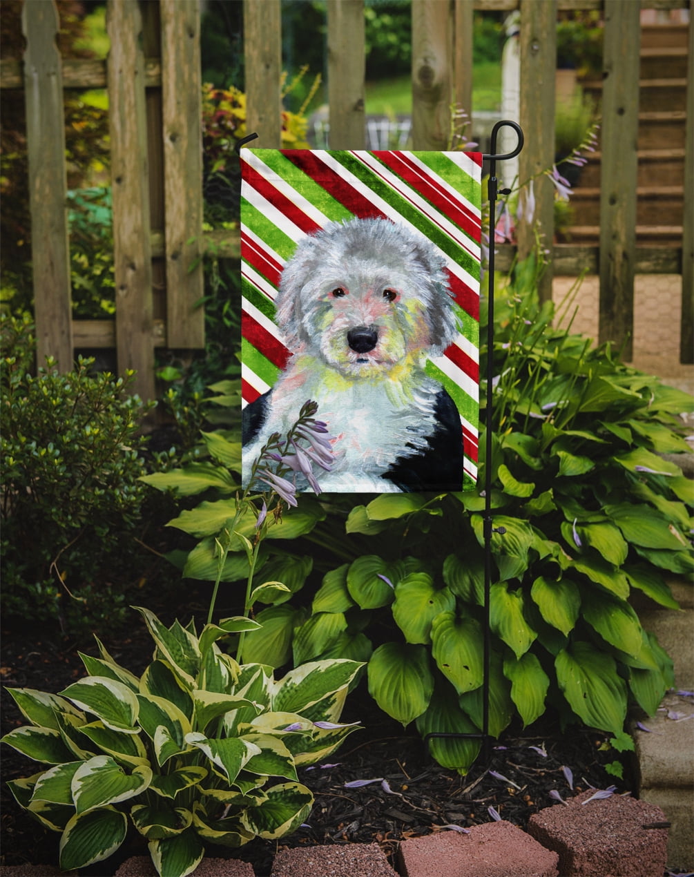 Carolines Treasures LH9261-FLAG-PARENT Old English Sheepdog Candy Cane Holiday Christmas  Flag  multicolor