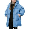 thumbnail image 3 of EnJoCho Girls Hooded Puffer Long Coat Zipper Lightweight Winter Warm Quilted Jacket Outerwear Kids 3-12 Years Parka Anorak Snow Coat Down Jacket Winter Wear Clothing Apparel, 3 of 5