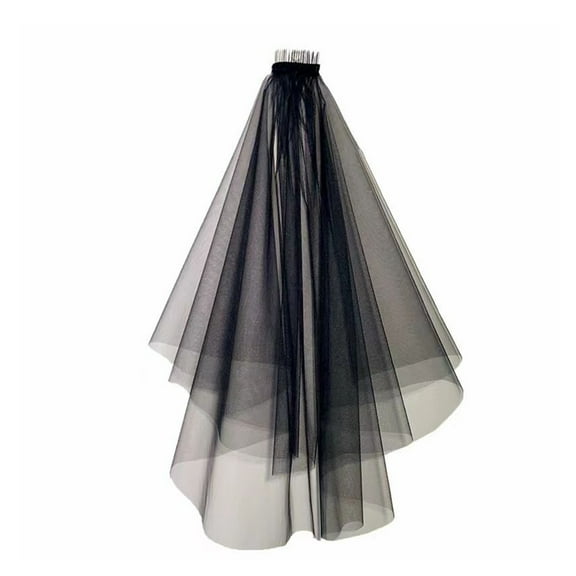 Dark Series Black Tulle Veil for Halloween Masquerade Party Bride Dress Up Wedding Veil for Parties Festival Props