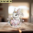 thumbnail image 5 of Rotating acrylic ornament featuring a delicate white rabbit in a stained-glass Easter egg adorned with a flower crown and pastel-colored eggs and blooms, 5 of 6