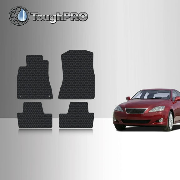 ToughPRO Front   2nd Row Mats Compatible with Lexus IS350 2012 RWD - All Weather Heavy Duty (Made in USA) Black Rubber
