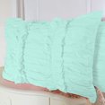thumbnail image 2 of 2 Piece Ruched Ruffle Pattern Solid Aqua Blue Pillow Shams, (Oversize King 20X40 Pillow Cover), 100% Egyptian Cotton, 800 Thread Count, Oversize King Size, 2 of 3