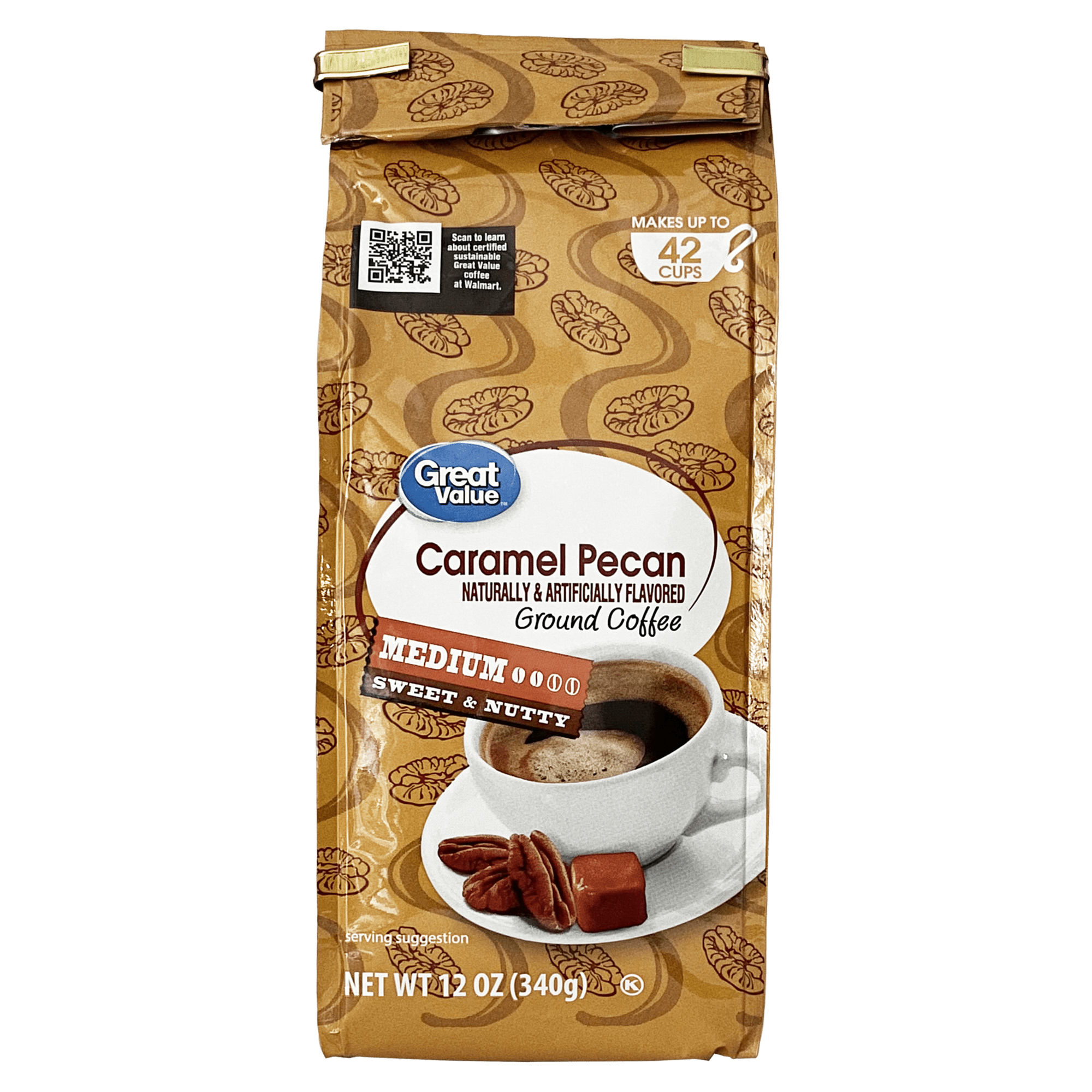 (6 pack) Great Value Caramel Pecan Ground Coffee, 12 oz