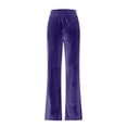thumbnail image 5 of Women High Waist Velvet Yoga Pants Flared Stretchy Wide Leg Velvet Yoga Trousers Soft Plush Velour Bootcut Slacks, 5 of 7