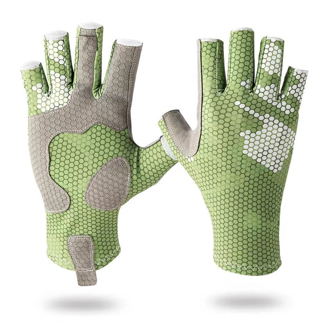 Gants de Pêche Sans Doigts Protection UV Hommes Femmes Gants SPF pour Pêche Kayak Pagaie Randonnée Voile Aviron
