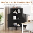 thumbnail image 4 of furlinkhm 4-Tier Corner Cabinet with Doors & Shelves, Rattan Freestanding Bar Storage Cabinet, Corner Table for Small Spaces, Living Room, Kitchen, Bathroom (Black), 4 of 9