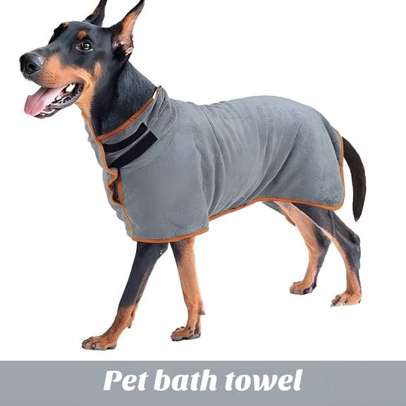 AOMRCOL Dog Bathrobe and Towel for Large Dogs, Grey, Full Body Wrap for Quick Drying