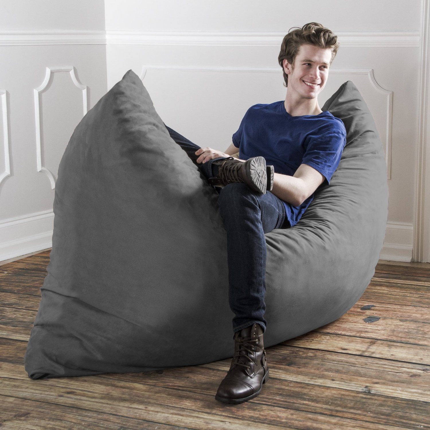 Jaxx Pillow Saxx 5.5 Foot Huge Bean Bag Floor Pillow and Lounger Charcoal