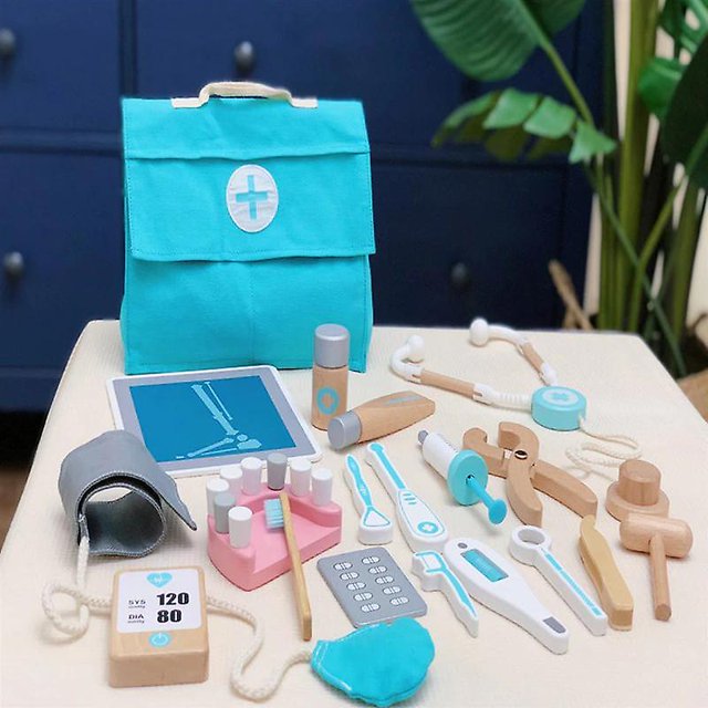 Juego de juguetes de madera para niños, simulación de médico de familia, enfermera, Kit médico, juguete, juego de simulación, Hospital Medi