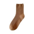 thumbnail image 3 of Womens Cute Crew Socks Casual Athletic Aesthetic Socks Neutral Cotton Socks for Long Flights Office Meetings Ribbed Texture with Earth Tone Palette and Mid-Calf Height Light Brown, 3 of 4