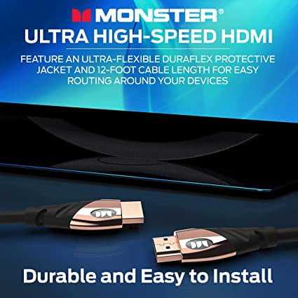 Monster HDMI HDMI Ultra High-Speed Rose Gold 2.1 Cable – 21 Gbps, 4K at 60Hz for Superior and – HDMI Cables for PS5, Apple TV, Roku, Smart TV,