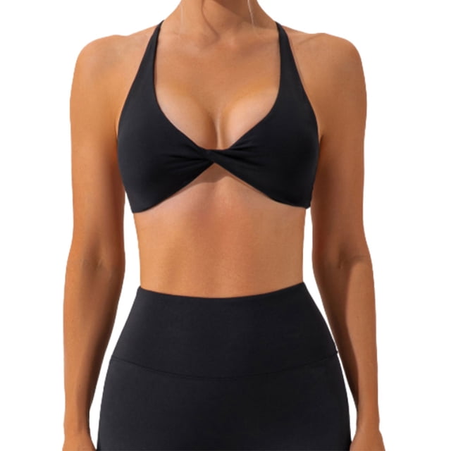 pitrice 1 Set Chinlon Nylon Sports Underwear Solid Color Replacement Breathable Wire Free Running Jogging Bodybuilding Vest Bra Black M