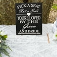 thumbnail image 5 of JennyGems Pick a Seat Not A Side Sign, Wedding Signs for Ceremony, Wedding Decor, 10x12 in, Wedding Directional Sign, American Made (Black), 5 of 11