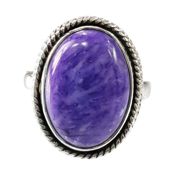 Natural Charoite Ring, Purple Charoite Ring, Natural Birthstone, Simple Band, 925 Sterling Silver, Womens Ring, Christmas, Thanksgiving, Handmade, Statement Jewelry, Natural Gemstone Ring