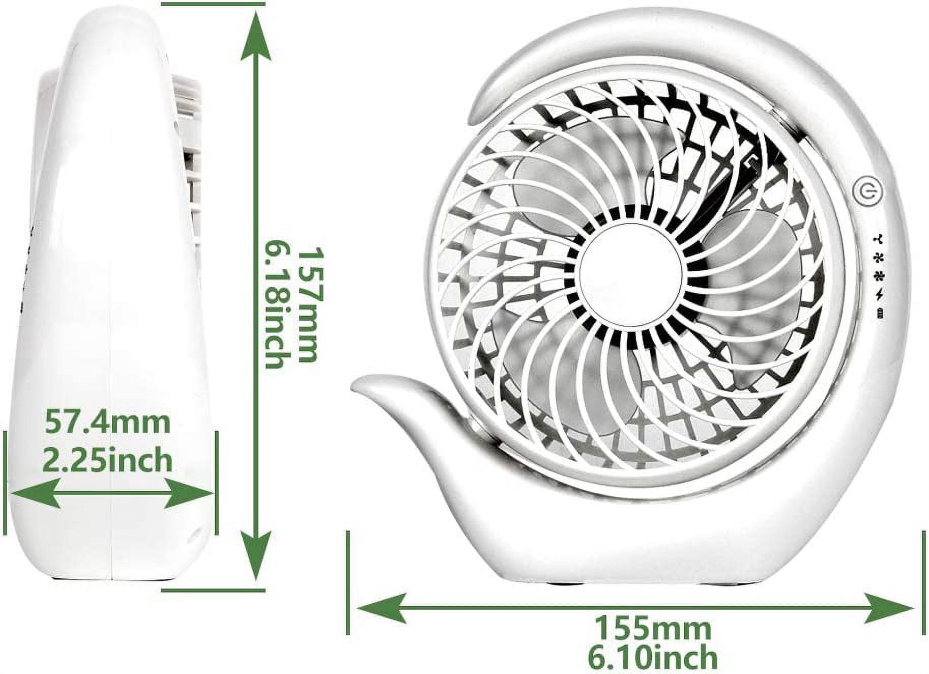 Hanonwoven 3-Speed Rechargeable Portable USB Desk Fan