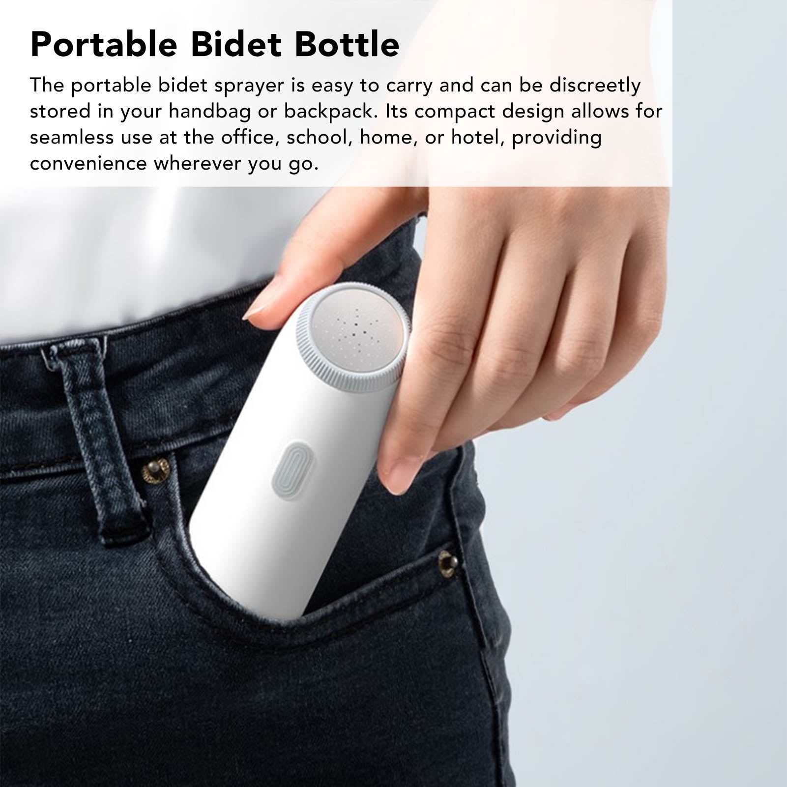 Rupoun Portable Bidet Sprayer ABS USB Rechargeable Electric Handheld Travel Bidet with Bottle for Feminine Hygiene Cleaning Postpartum Care (4.2 in / 10.7 cm)