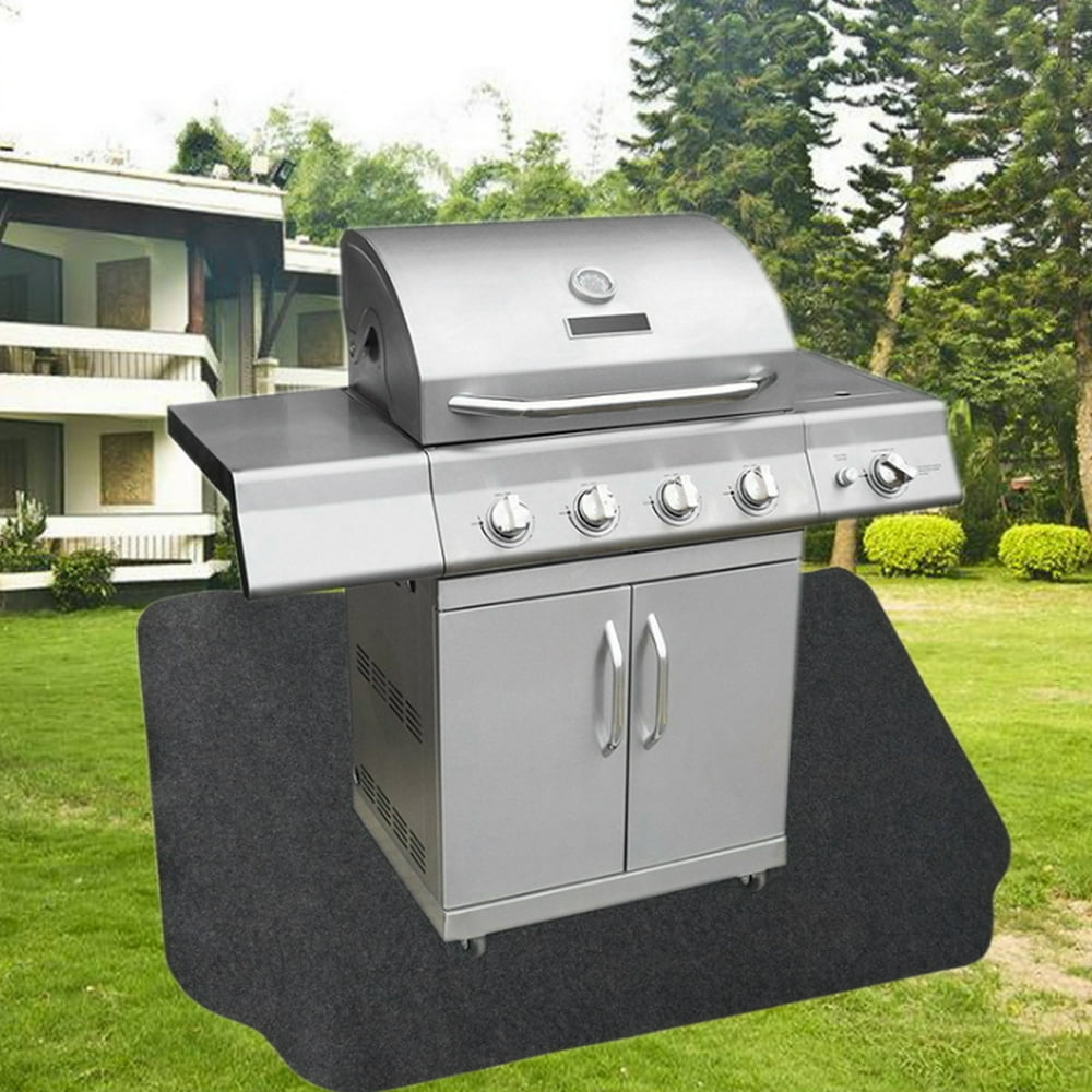Tebru BBQ Grill Mat,50x36in Black Outdoor Oil Proof Environmental