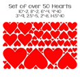 thumbnail image 2 of Hearts assorted set of 50 Wall Pattern Decal Vinyl Sticker Valentines Day Wedding Decor Self Adhesive Decals - SIzes Range From 1.5"-10" - Color: Red, 2 of 5