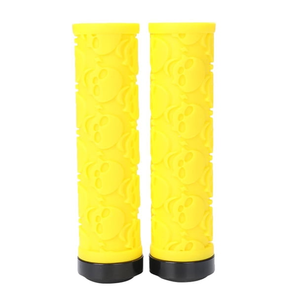 Paquete de 2 puños para manillar de bicicleta de montaña con tapas para los extremos : anillo de bloqueo único Amarillo kusrkot Cubiertas para manillar de bicicleta