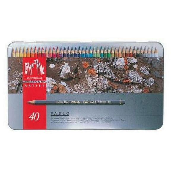 Caran d'Ache, Pablo Permanent Colored Pencils, with Metal Box, 40 Colors