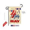Breeze Decor G161008-BO Happy 4th Americana Fourth of July Impressions Decorative Vertical 13" x 18.5" Double Sided Garden Flag