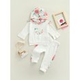 thumbnail image 2 of Seyurigaoka 2Pcs Baby Girls Casual Love  Flower Print Flare Sleeve Hooded Sweatshirt + Pants, 2 of 9