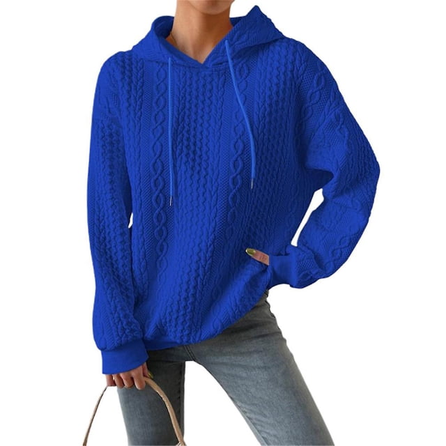 Mode Femmes Sweat à Capuche en Tricot Torsadé Pull Décontracté Manches Longues Ample